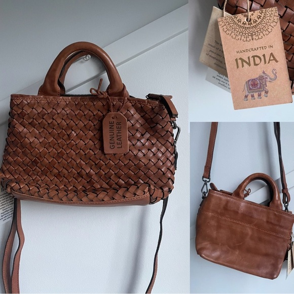 Handcrafted in India Handbags - Weaver Leather Crossbody Bag Brown Vintage Handcrafted In India